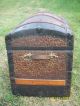 Antique Victorian Dome Top Steamer Trunk W/ Tray & Wallpaper 1800-1899 photo 3