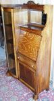 Antique Tiger Oak Empire Style Bowed Glass Side X Side Desk/ Cabinet/ Bookcase 1900-1950 photo 8