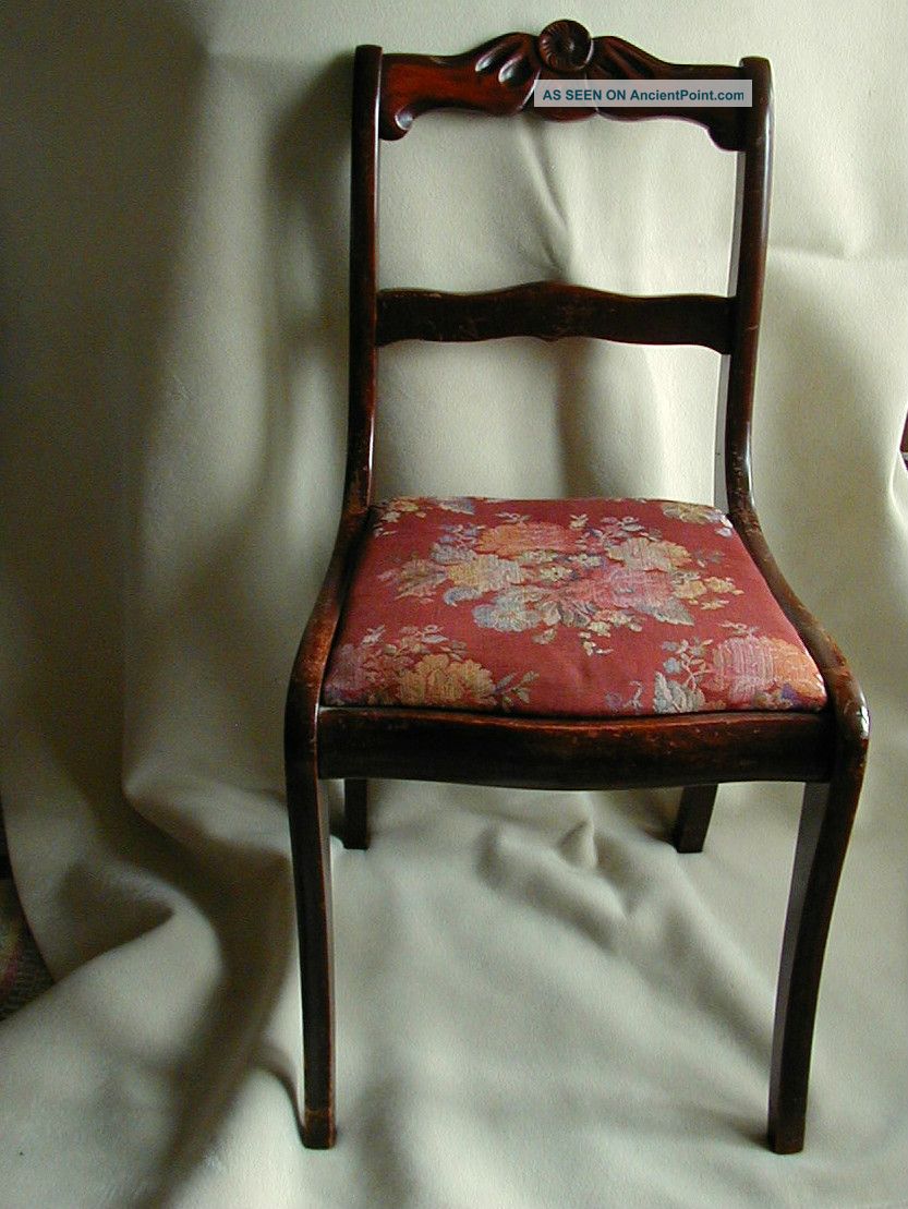 Vintage Solid Wood Carved Back Side Chair With Curved Back And Legs Elmira,  Ny 1900-1950 photo