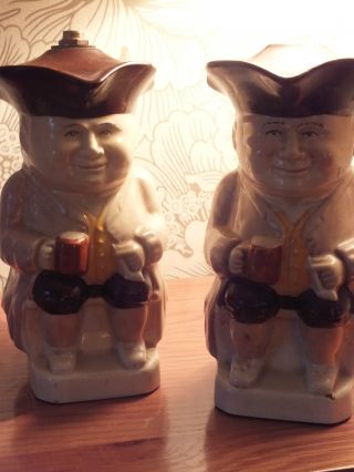 Antique Staffordshire 2 Toby Jug Lamps Hard To Find Pairs In Such Good Condition photo