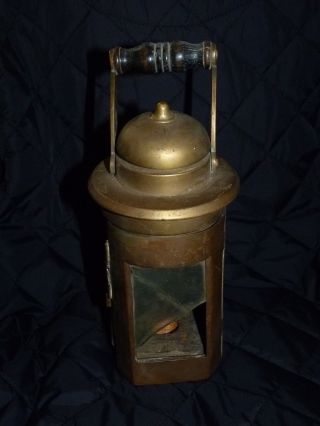 Unusual Antique Victorian Brass Lamp With Carry Handle Pc/31ci photo