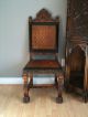 Antique Flemish Chairs With Lion Claw Feet - Embossed Leather 1800-1899 photo 5