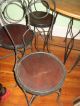 Vtg Antique Ice Cream Parlor Set Table 4 Chairs Wood Iron Dining Bistro 1900-1950 photo 2