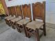 5 Vintage French Country Chairs,  Solid Walnut,  Straw Seat,  Rustic Looking. 1900-1950 photo 2