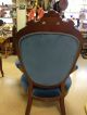 Pair Of 2 Blue Vintage Carved Victorian Chairs Stunning Unknown photo 3