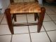 Vintage Walnut Hand Crafted Stool With Woven Rush Seat Post-1950 photo 1