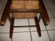 Vintage Walnut Hand Crafted Stool With Woven Rush Seat Post-1950 photo 3