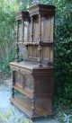 Antique French Carved Walnut Sideboard Huntboard Cabinet Server Marble Columns 1800-1899 photo 1