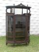 Antique Early 1900 ' S Mahogany Bow Front China Cabinet Mirror Display Case Curio 1900-1950 photo 1