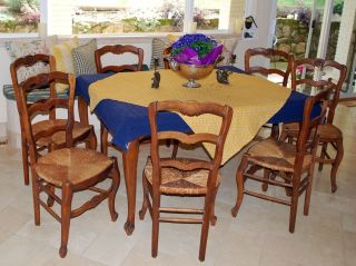 8 Antique French Country Chairs France Kitchen Dining Rush Seats Gorgeous Strong photo