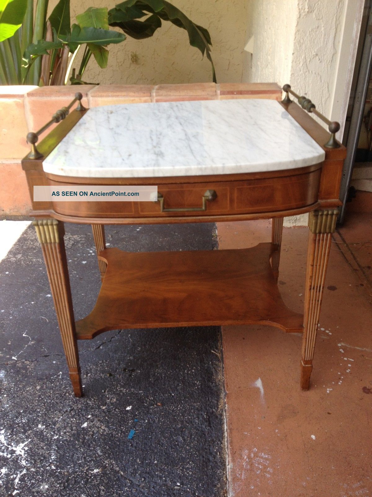 Grosfeld House French Empire Marble Top Mahogany Table Classical Rare 1900-1950 photo