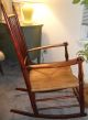 Antique Rocking Chair,  Rush Seat,  Dark Stained Wood,  Simple Design Unknown photo 1