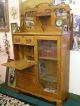 Early 20th Arts Crafts Quartersawn Oak Side By Side Cabinet Desk Bookcase Mirror 1900-1950 photo 1