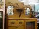 Early 20th Arts Crafts Quartersawn Oak Side By Side Cabinet Desk Bookcase Mirror 1900-1950 photo 3