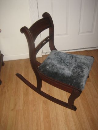 Antique 1940 ' S Solid Mahogany Child Rocking Chair photo