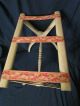 Vtg Antique Wood Luggage Rack Tapestry Chic Shabby White Pink Stand Valet Butler Post-1950 photo 5