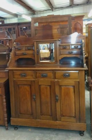 Antique English Dresser Cupboard Cabinet Hutch Top Drawers 40 