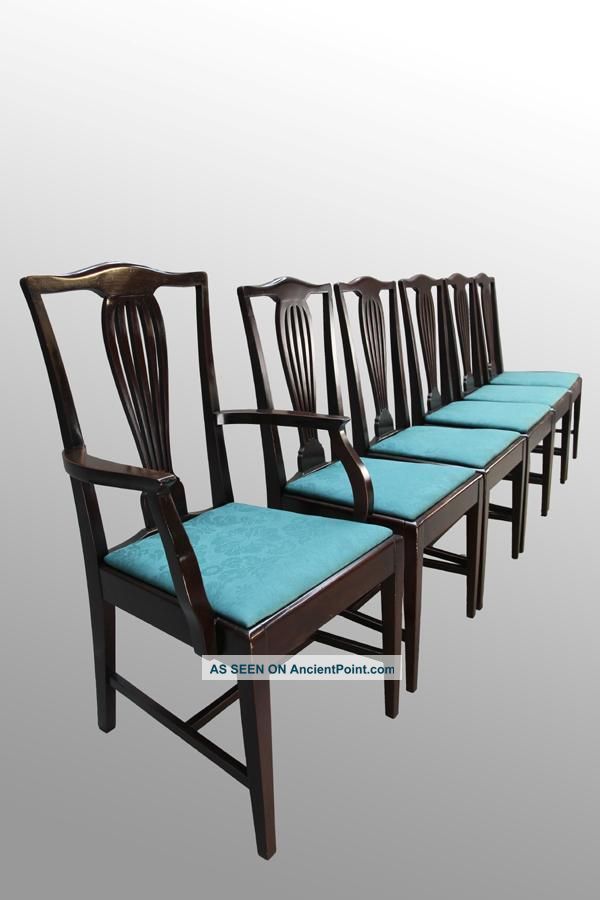 15951 Antique Set Of Six Mahogany Formal Dining Chairs 1900-1950 photo