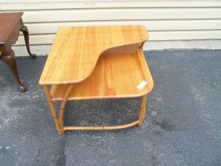 50025 Heywood Wakefield Vintage Solid Maple Corner Table photo