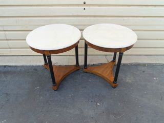 49602 Pair Marble Top End Table Stand S Baker Furniture ??? photo