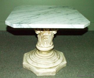 6029: Vintage Italian Signed Marble Top Table Made Italy Tuscan Look Lovely photo