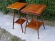 Set Two Early 20th Century Hand Crafted Cherry Stick & Ball Lamp End Side Tables 1900-1950 photo 1
