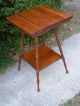 Set Two Early 20th Century Hand Crafted Cherry Stick & Ball Lamp End Side Tables 1900-1950 photo 5