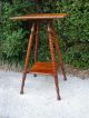 Set Two Early 20th Century Hand Crafted Cherry Stick & Ball Lamp End Side Tables 1900-1950 photo 7