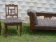 6 Pc Antique Heavy Carved Walnut Uk Parlor Set Chaise Mama Papa & 3 Side Chairs 1800-1899 photo 4