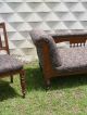6 Pc Antique Heavy Carved Walnut Uk Parlor Set Chaise Mama Papa & 3 Side Chairs 1800-1899 photo 5