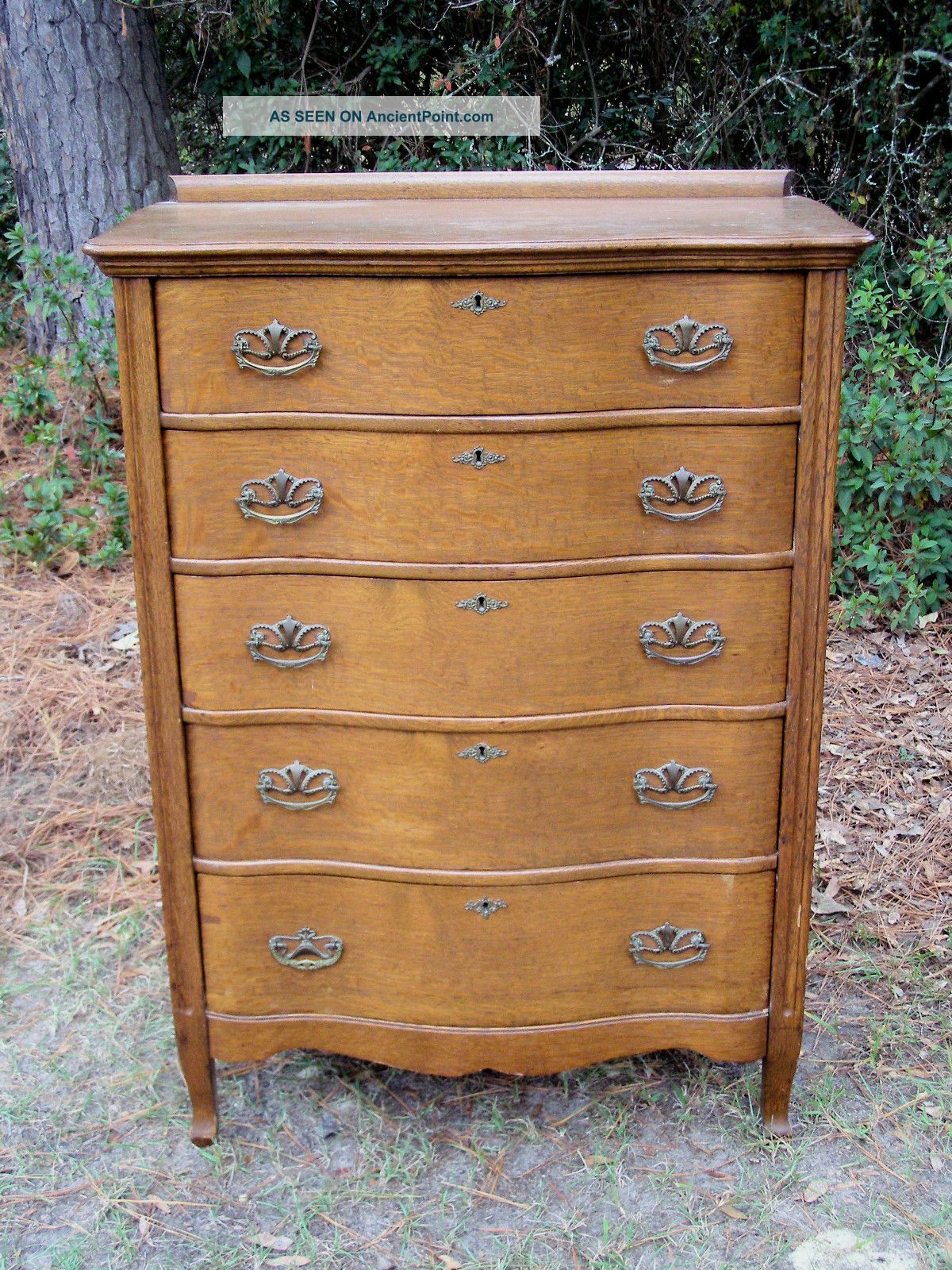 Antique American Quartersawn Oak Mission Serpentine Front Dresser Chest Drawers 1800-1899 photo