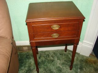 Antique Vintage Table Bedroom Livingroom Furniture End Night Stand Wood Brass photo