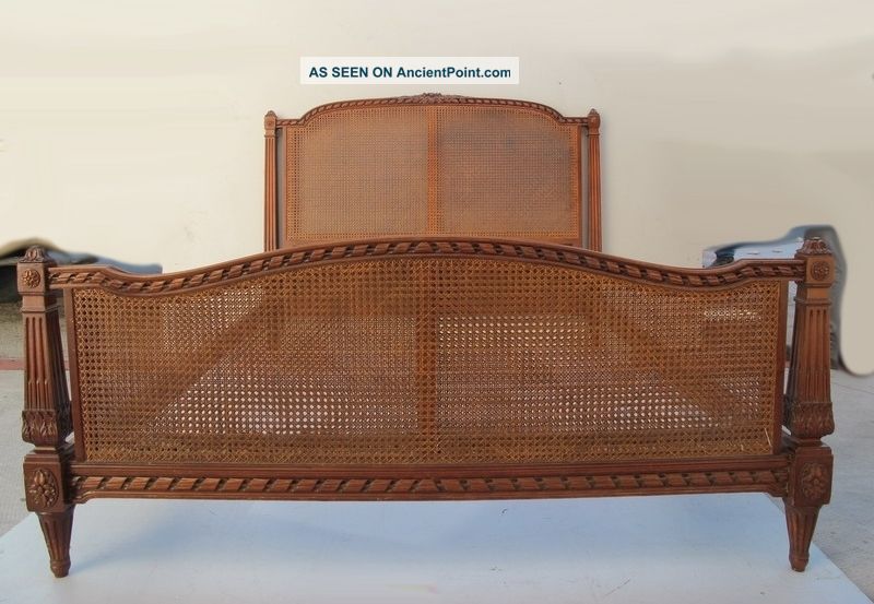 French Louis Xvi Mahogany Caned Full Bed 08701 Post-1950 photo