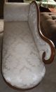 Antique Vintage French Chaise Swan Motif Hand Carved Mohagany Reupholstered 1900-1950 photo 6