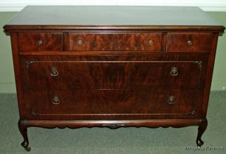 5886: French Louis Xv Flame Carved Mahogany Dresser photo