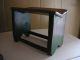 Antique Wooden Step Stool / Foot Stool - Stained Painted Green Unknown photo 3