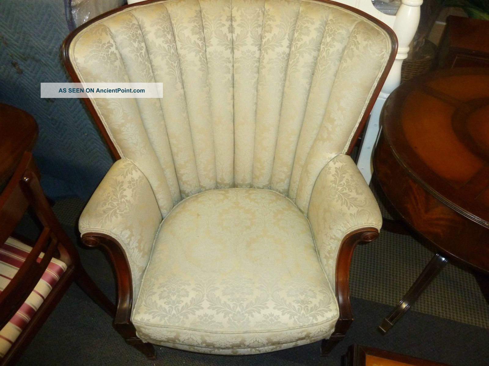 Antique Federal Chair Fireside Wingback Arm Chair Mahogany Frame 1900-1950 photo