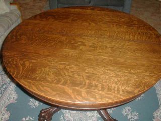 1880 ' S Round Oak Table Giant Clawft 5 Leaves photo