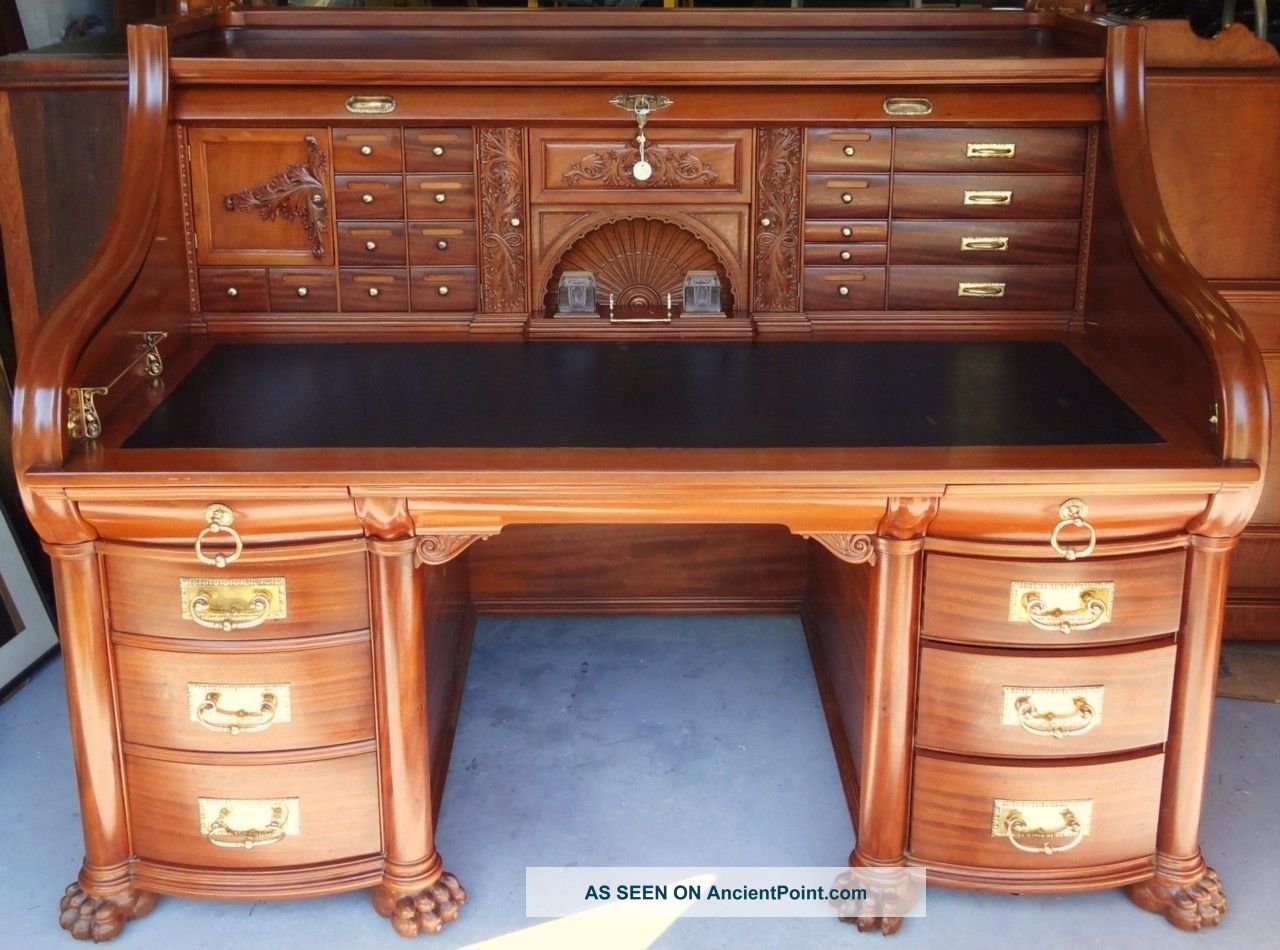 1852 Wells Fargo Roll Top Mahogany Desk St.  Andrews Co Owened By Henry Wells 1800-1899 photo