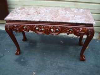 51167 Marble Top Carved Sofa Library Table photo