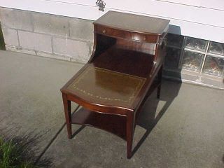 Mahogany Leather Top End Table Lamp Table 1940 ' S photo