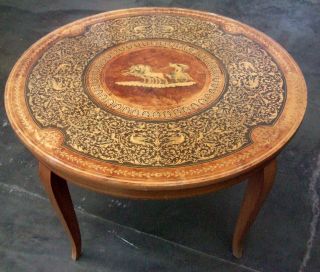 Apollo Italian Maple Marquetry Table With Stenciled Greek Decorations photo