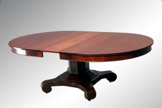15764 Antique Round Mahogany Empire Banquet Table - 54 Inches photo