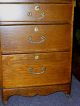 Antique Oak End Table W/3 Drawers Night Stand Dresser Side Table 1900-1950 photo 1