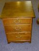 Antique Oak End Table W/3 Drawers Night Stand Dresser Side Table 1900-1950 photo 5