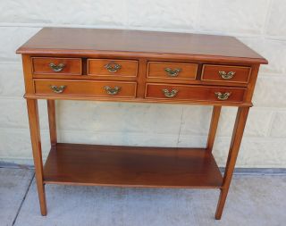 English Antique Mahogany Console / Hall Table With 6 Drawer. photo