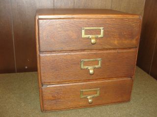 Antique Quarter Sawn Macey Oak Dovetailed 3 Drawer Box Filing Cabinet photo