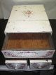 Vintage Wood Three Drawer Cabinet Hand Painted White With Flowers 1900-1950 photo 3