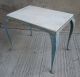 Vtg Industrial Cast Iron Blue Patio Garden Grapevine Side/end Table & Marble Top 1900-1950 photo 1