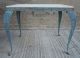 Vtg Industrial Cast Iron Blue Patio Garden Grapevine Side/end Table & Marble Top 1900-1950 photo 2